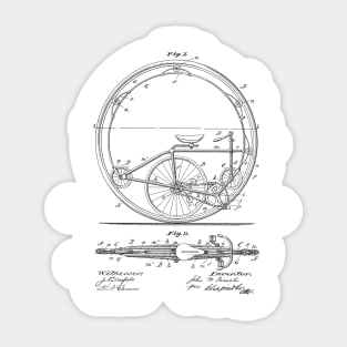 Monocycle Vintage Patent Hand Drawing Sticker